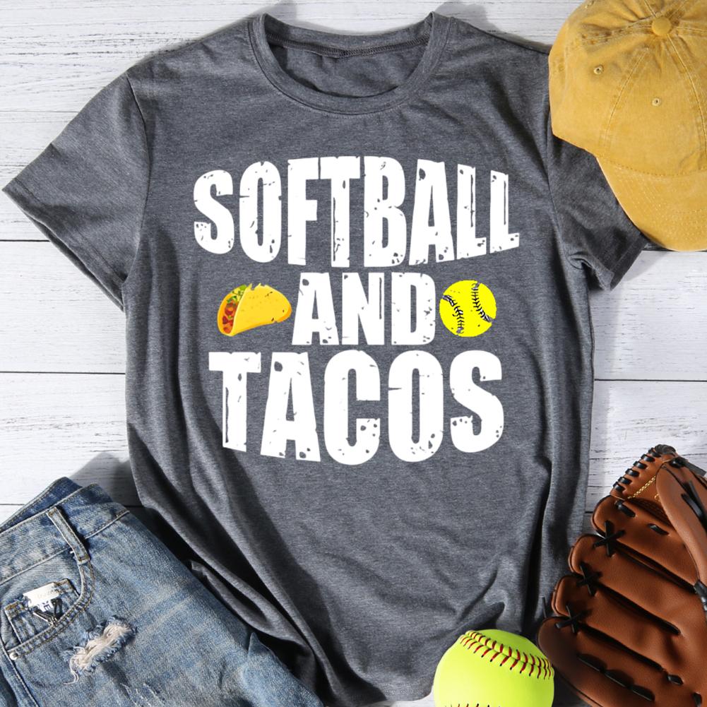Softball And Tacos Round Neck T-shirt-0025047-Guru-buzz
