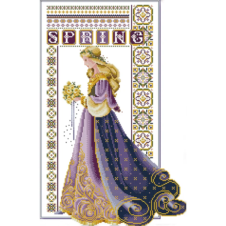Joy Sunday Season Spring Angel 14CT Stamped Cross Stitch 46*66CM
