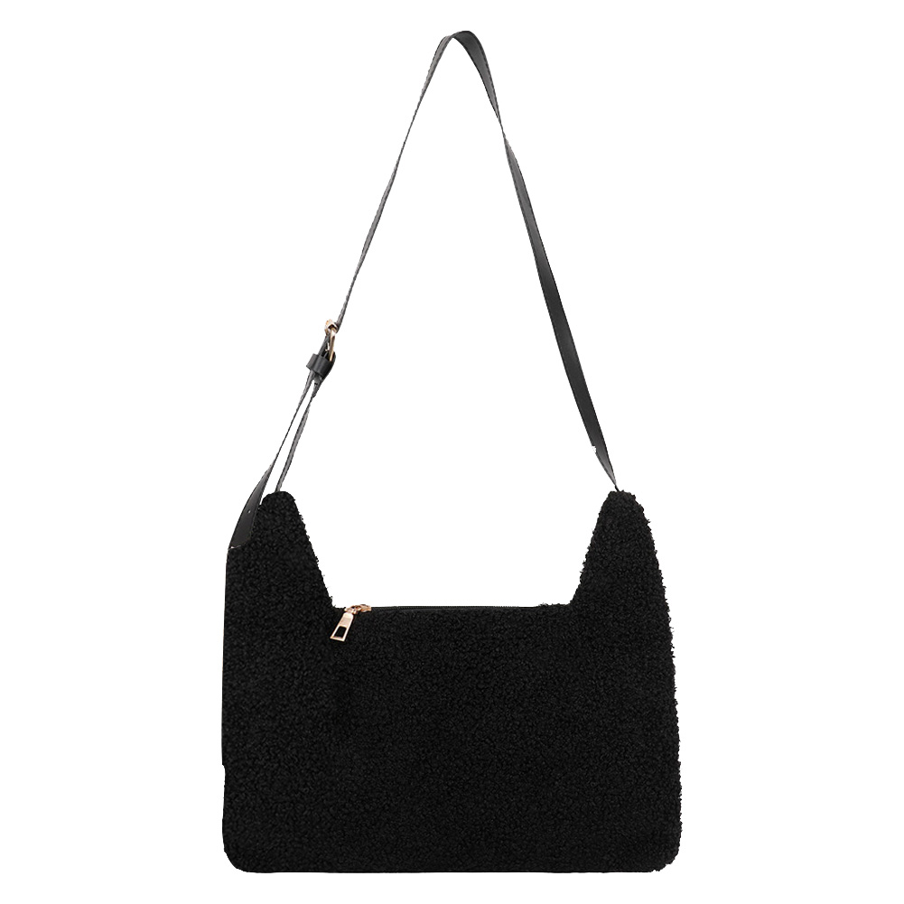 Casual Fleece Shoulder Messenger Bag Purse Solid Bear Pendant Handbag, Black, 501 Original
Casual Fleece Shoulder Messenger Bag Purse Solid Bear Pendant Handbag, Black, 501 Original