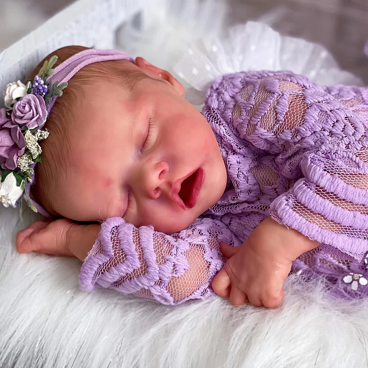 17" Lifelike Hand-painted Hair Newborn Baby Doll Miranda Has A "Heartbeat"