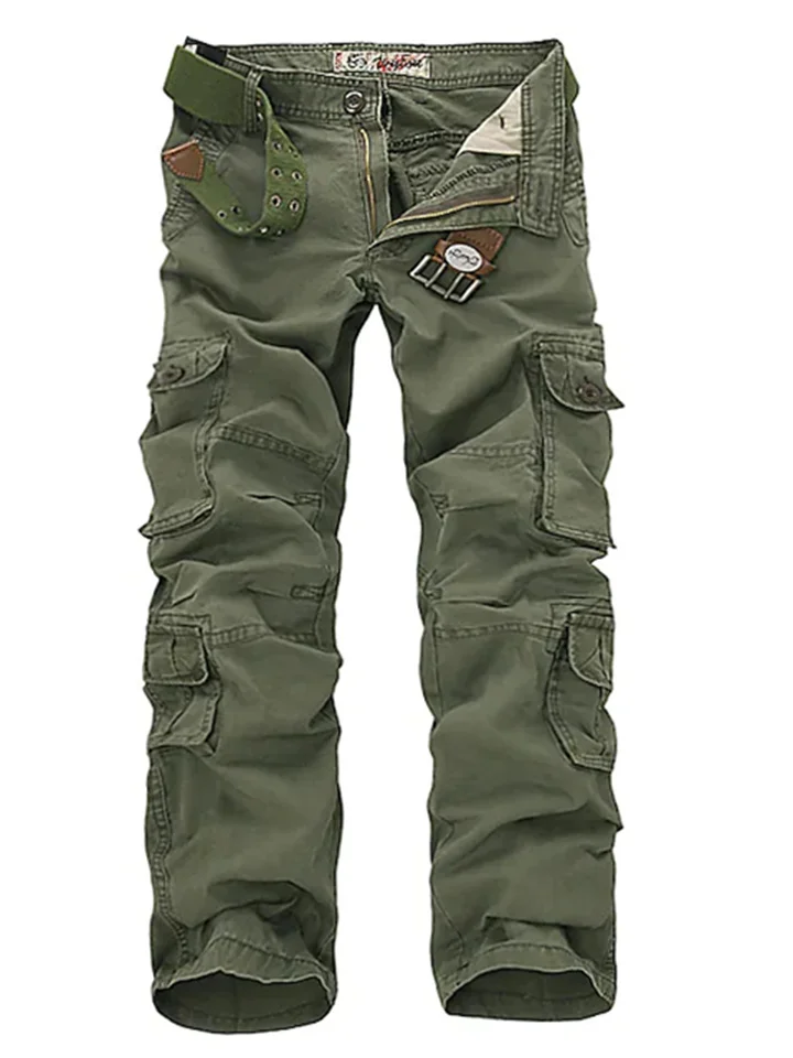 Men's Cargo Pants Trousers Parachute Pants Multi Pocket Plain Full Length Cotton Blend Casual Black Camouflage Micro-elastic-JRSEE