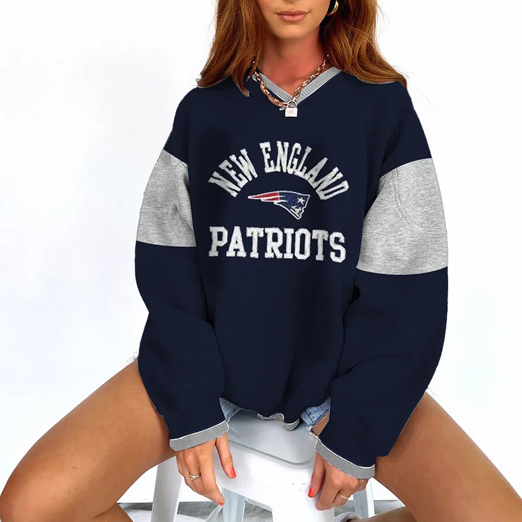 New England Patriots V-neck Pullover Sweatshirt
