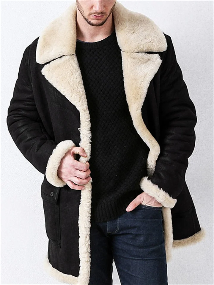 Autumn and Winter New Solid Color Thickened Fur One Men's Coat Single-breasted Faux Fur Grown-up Coat Men's Jacket