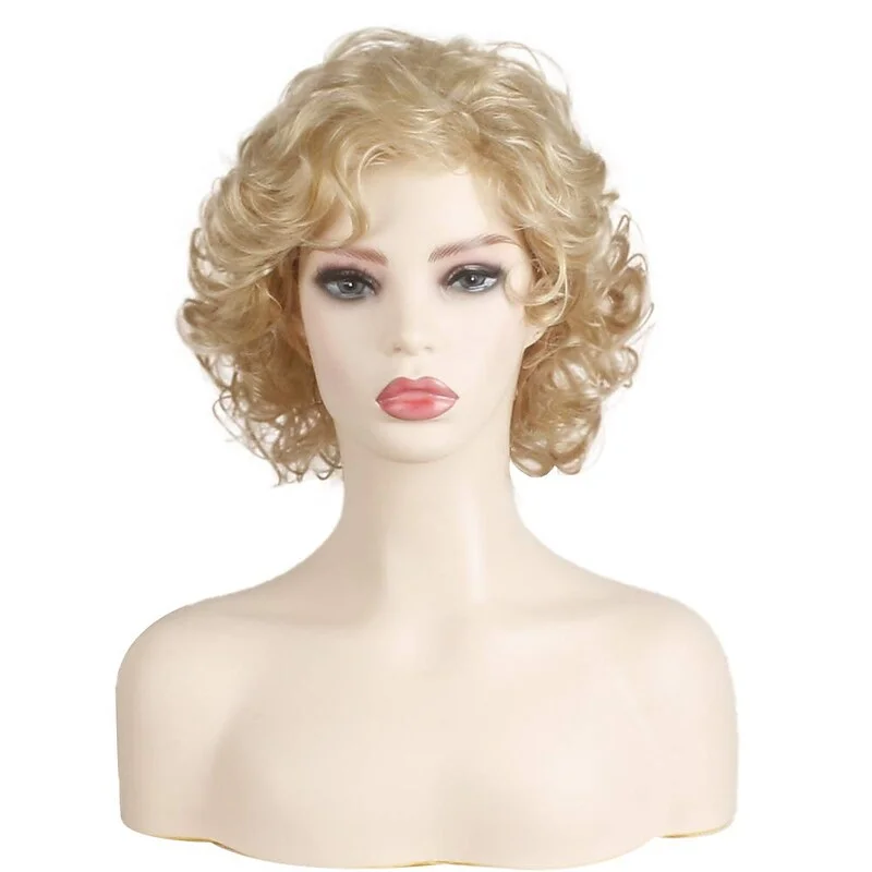 Short Brown Wigs For Womenfor White Women Natural Curly Wavy Blonde