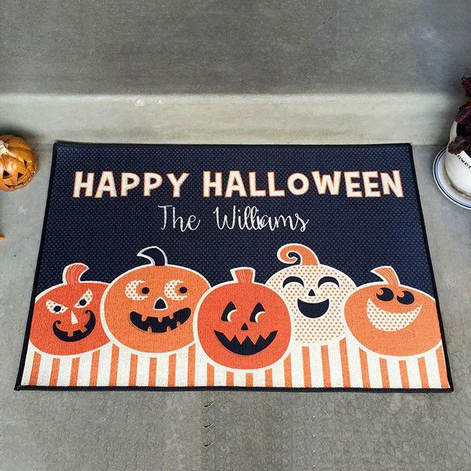 Personalized Halloween Doormat Custom Name Pumpkin Doormat Home Decor