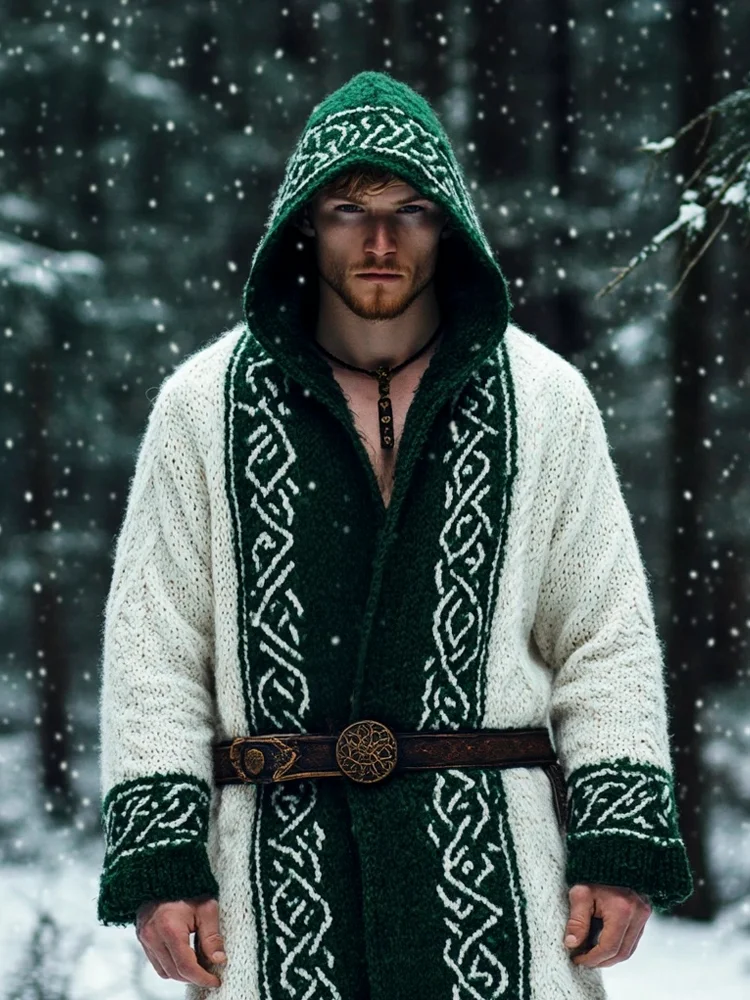 Celtic Totem Lace Pattern Men's Hooded Jacket