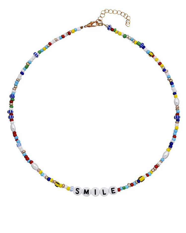 Shaped pearl multi-layer colorful millet bead necklace