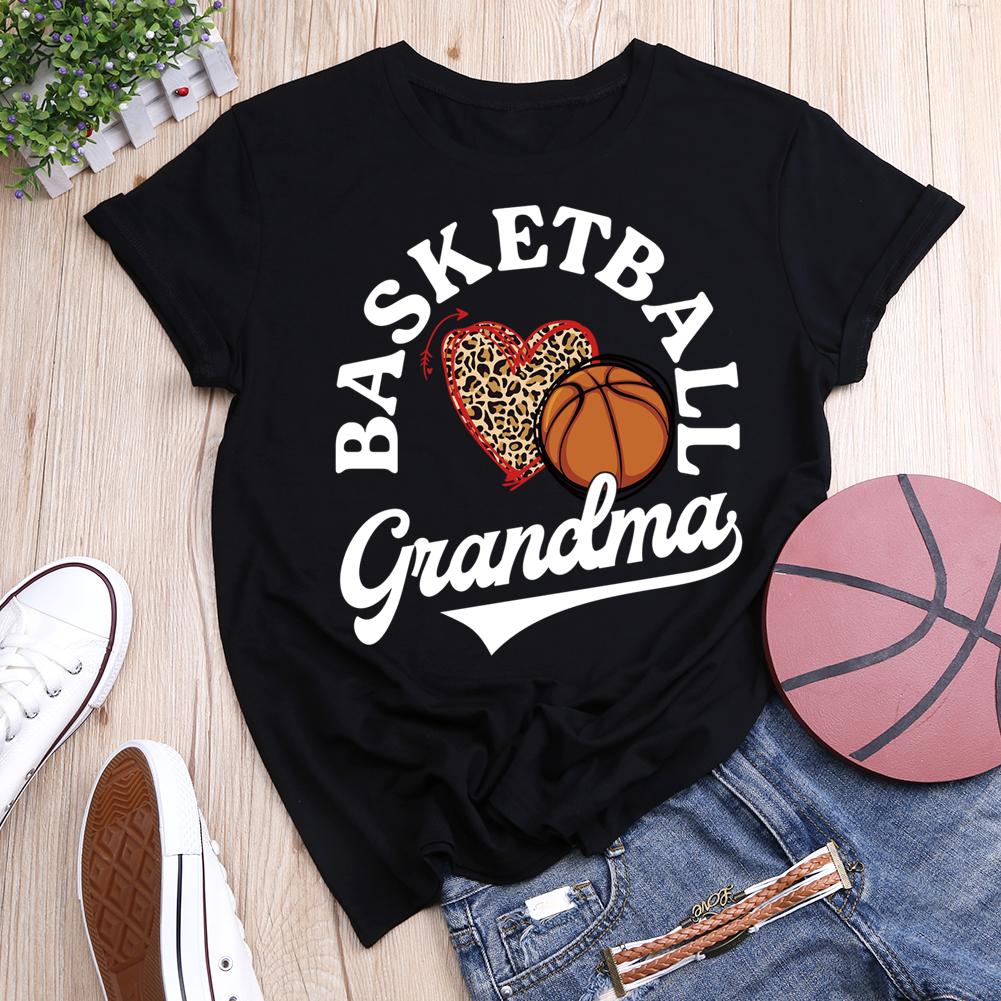 Basketball Grandma Round Neck T-shirt-011855-Guru-buzz