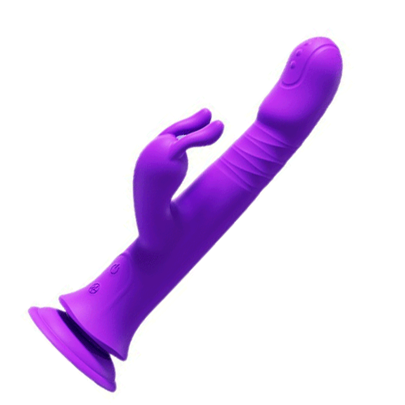 Echo Rabbit Vibrator Thrusting and Rotating with Suction Base By Rose Toy