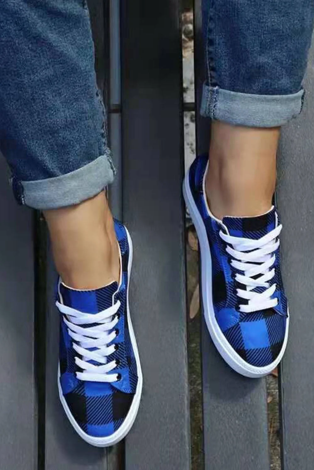 Plaid Flat Canvas Sneaker