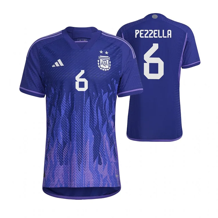 Argentina German Pezzella 6 Away Shirt Kit World Cup 2022