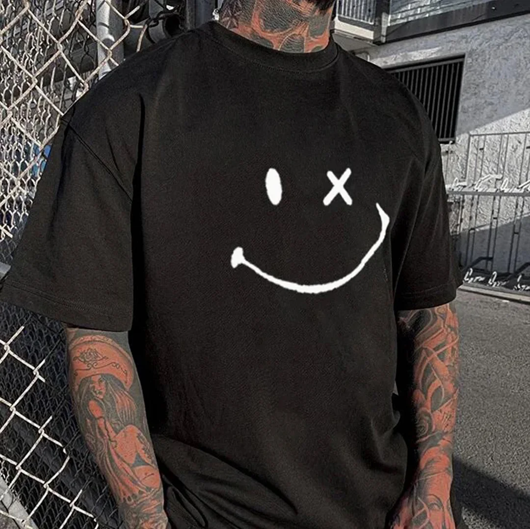 Emoji Graphic Modern Style Casual Black Print T-shirt