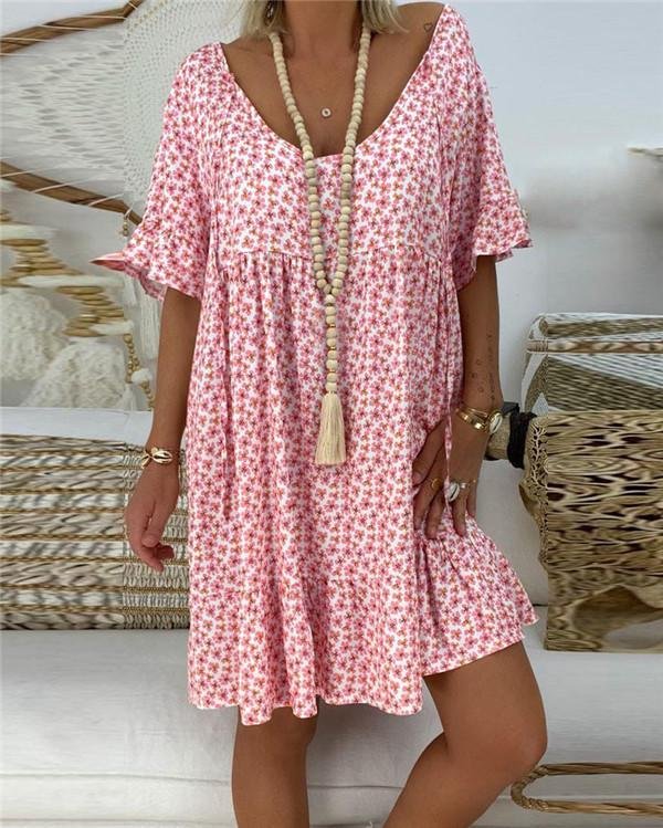 crew neck short sleeve casual summer dress p118584