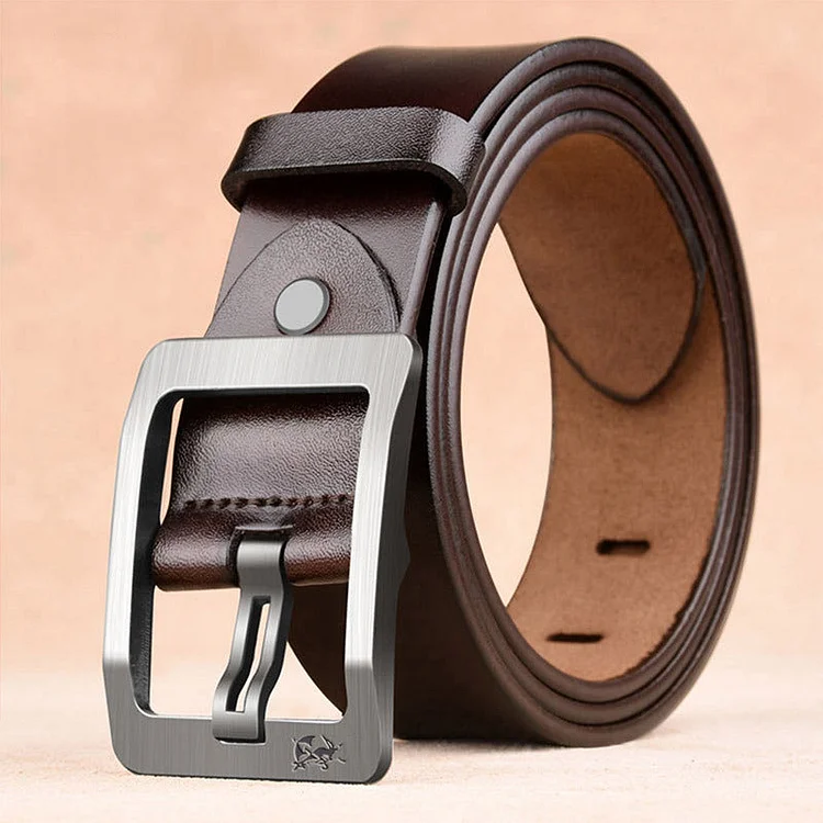 Men's leather belt with Japanese leather men's belt pin buckle belt