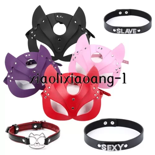 pornhint Pornhint Fetishs Female Leather Eye Mask Collar Mask Games Masquerade Party Face Masks Libido