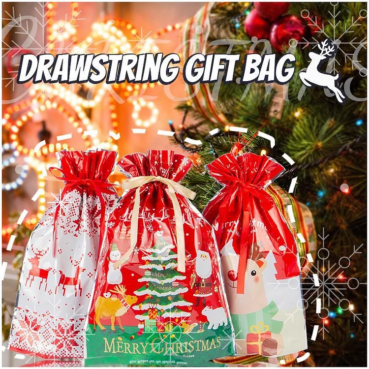 One-Tug Bags Christmas Drawstring Gift Bag Set