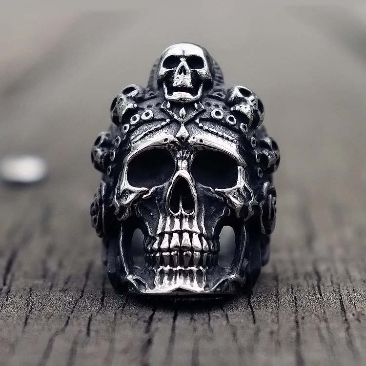Gothic Satanic Devil Death Skull Stainless Steel Ring