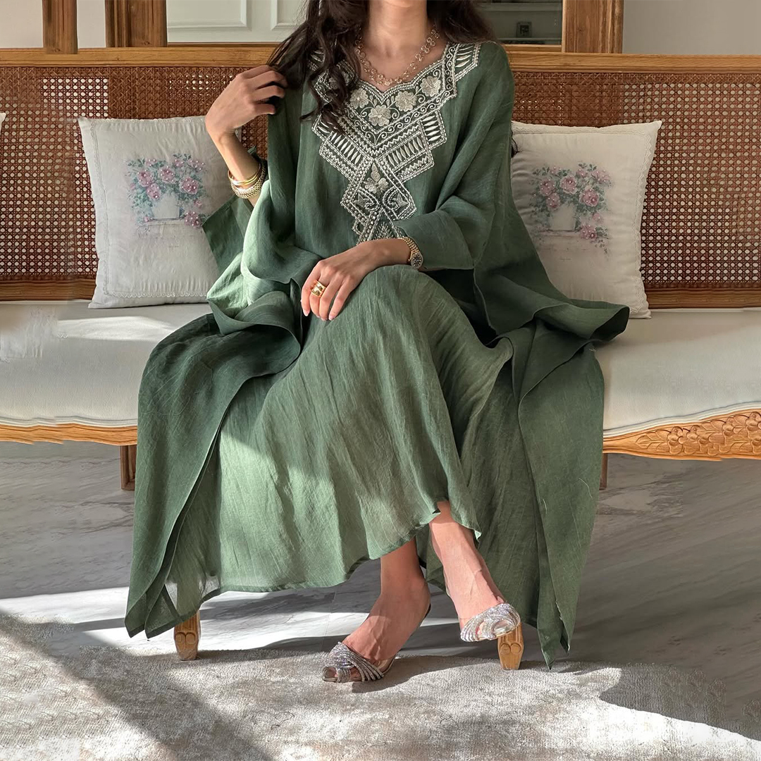 Women's Middle Eastern Gorgeous Solid Color Loose Casual Jalabiyas Dress