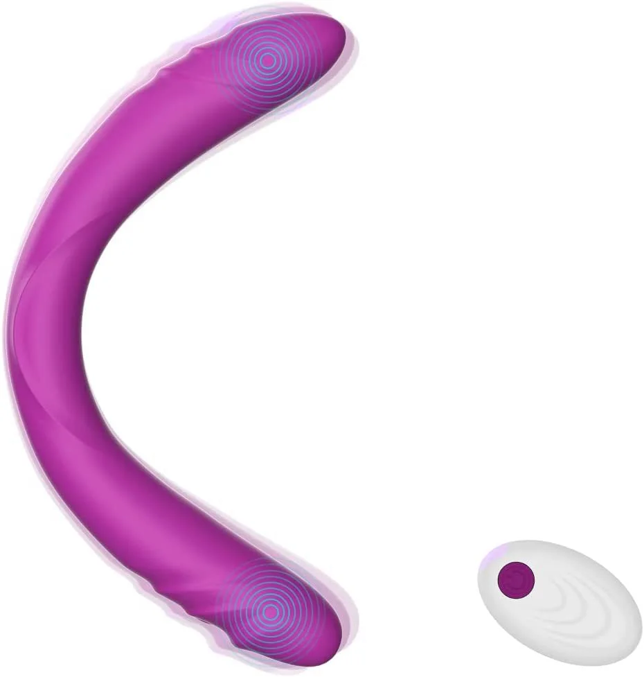 Wireless Remote Control Double-headed Vibrating Dildo For Couple Sex - Rose Toy