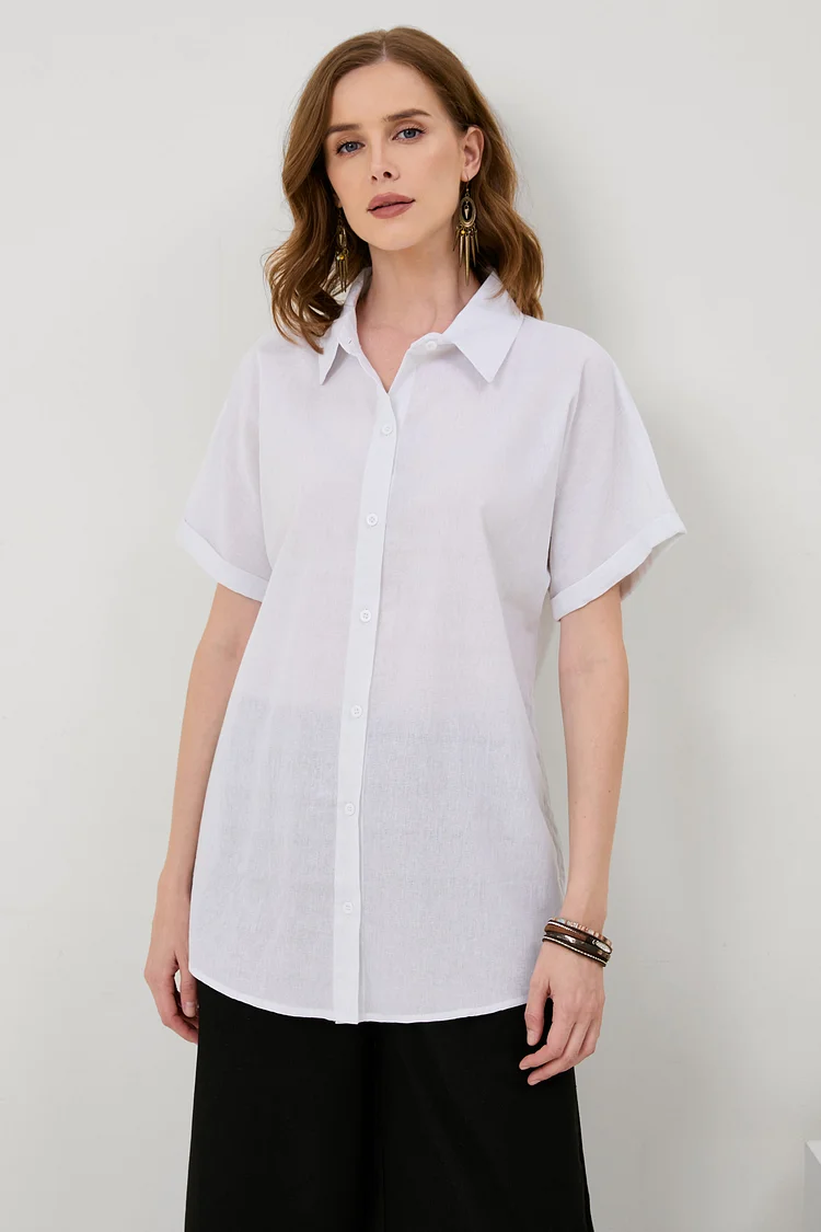 Short Sleeve Casual Linen Shirt[ Pre Order ]