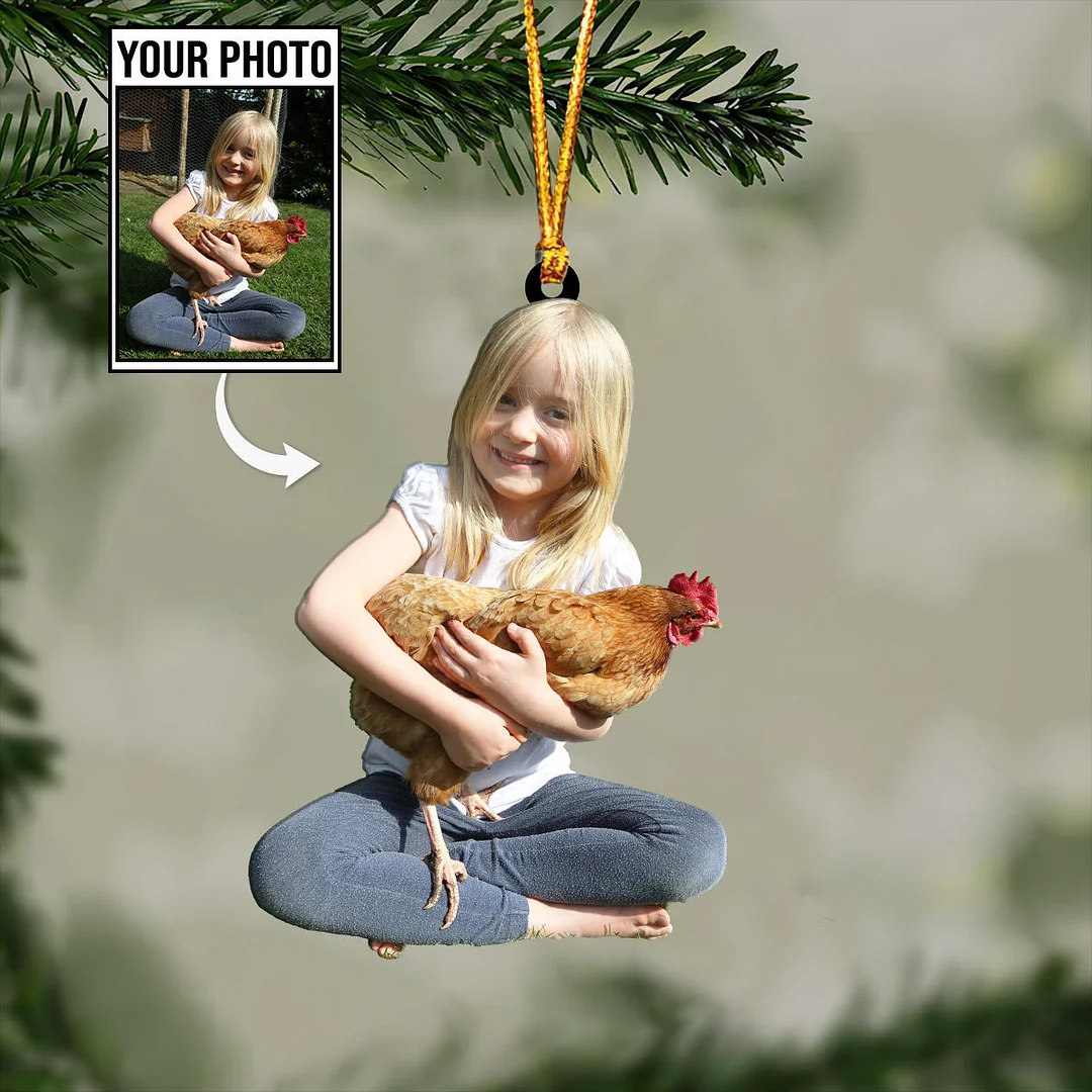 Chicken Lovers Shape Custom Photo Ornament