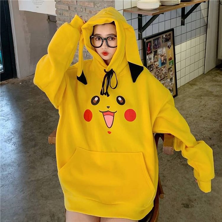Pokemon Pikachu Kawaii Hoodie Anime Pokect Monster Harajuku Pullover Top weebmemes