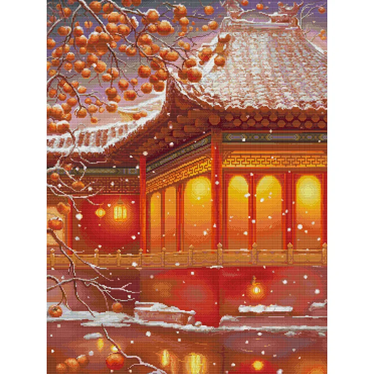 Spring Brand - Snow In The Forbidden City 14CT Stamped Cross Stitch 61*77CM(75Colors)
