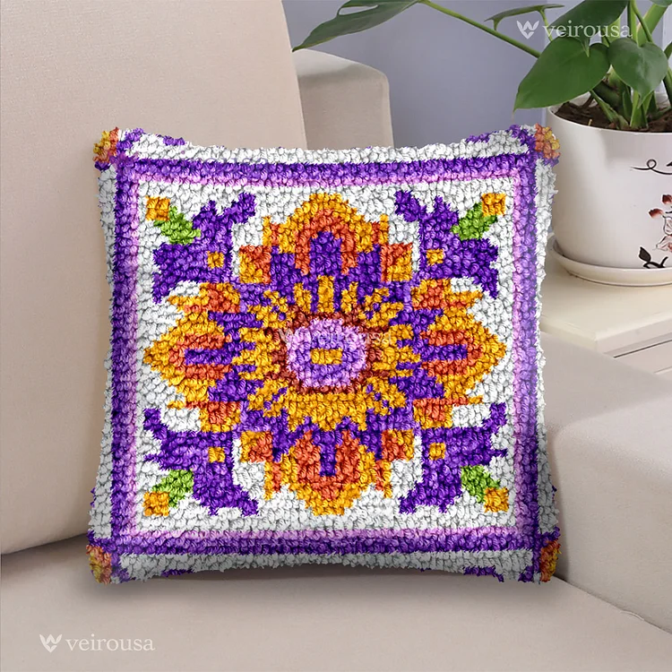 Bohemian Flowers (for favorite) Latch Hook Pillow Kit for Adult, Beginner and Kid veirousa