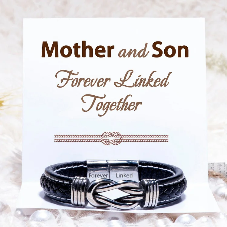 To My Son Leather Knot Bracelet "Mother and Son Forever Linked Together"