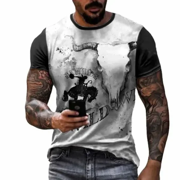 Men's Wild Western Cowboy Print T-Shirt