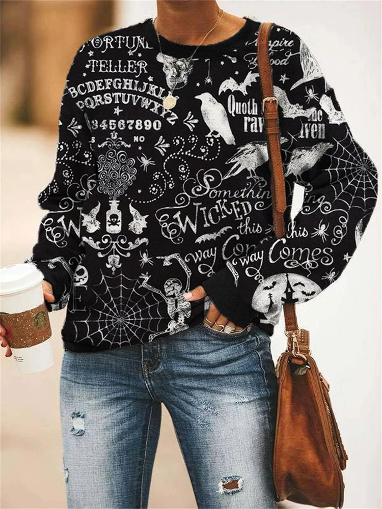Vefave Vintage Halloween Inspired Art Print Sweatshirt