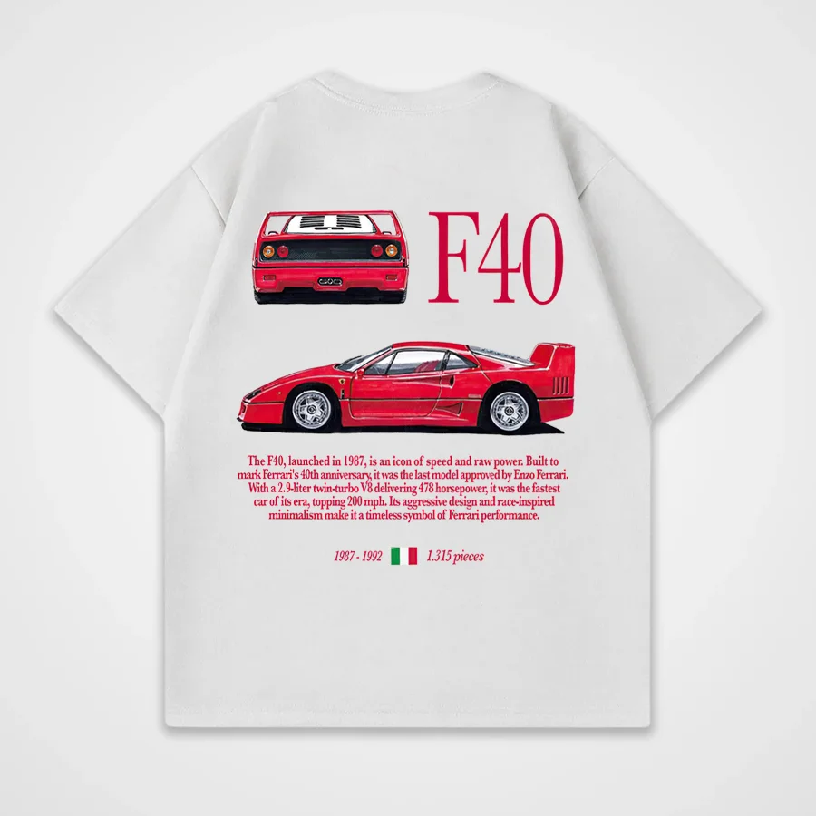 F40 Ferrari Printed Men's Oversized T-shirts - Devcarry