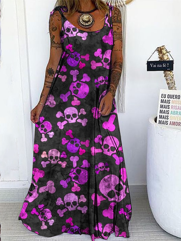 Punk skull print loose dress
