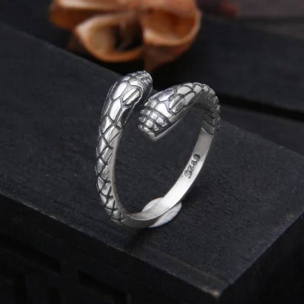 Sterling Silver Two-headed Snake Guardian Ring