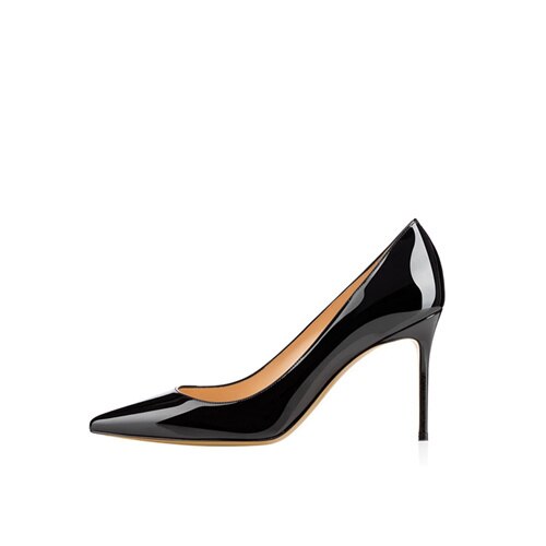Black Pointed Toe Shoes 8cm 10cm 12cm High Thin Heel