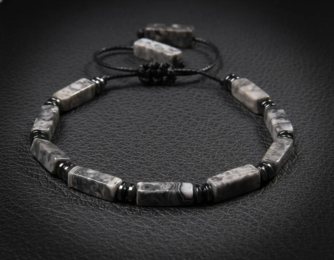 The Artisan Rectangular Gemstone Woven Bracelet | Vintage Series Ocean Jasper Mix (Style A)