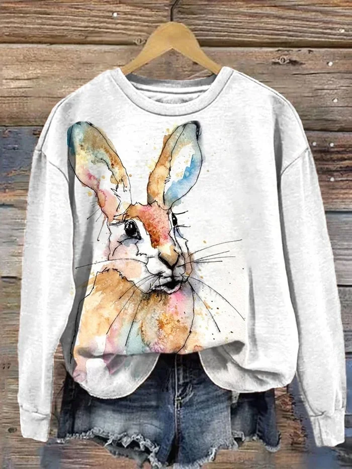 Women's Cute Bunny Print Sweatshirt