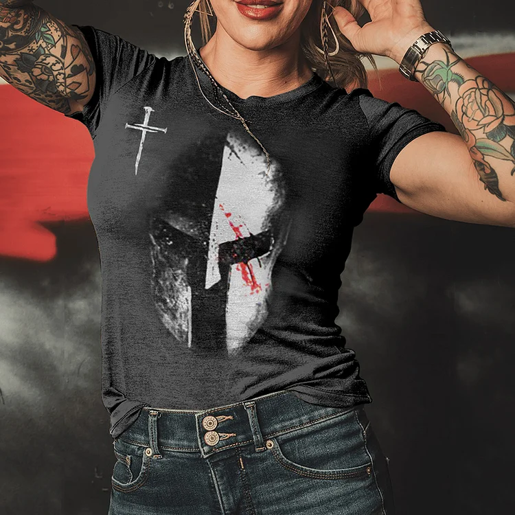 Spring and summer new warrior cross creative print women's fashion T-shirt