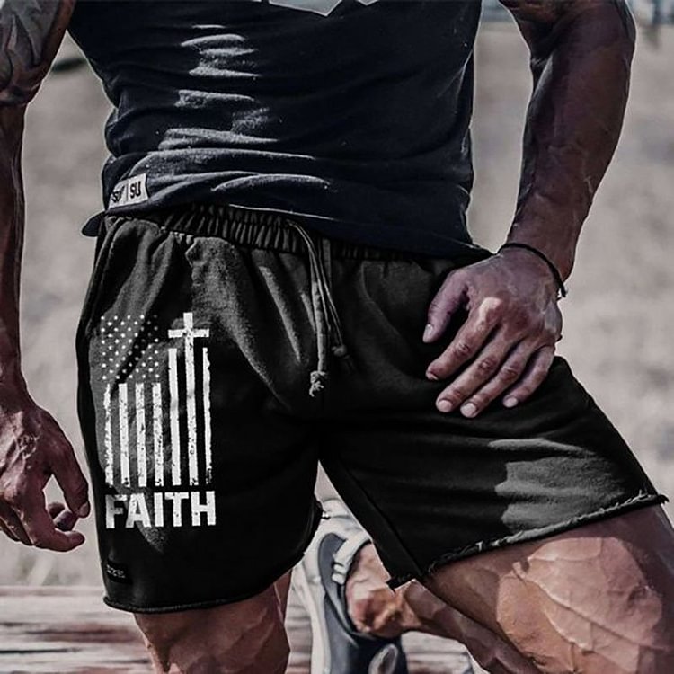 Happy Easter Christian Cross Print Shorts