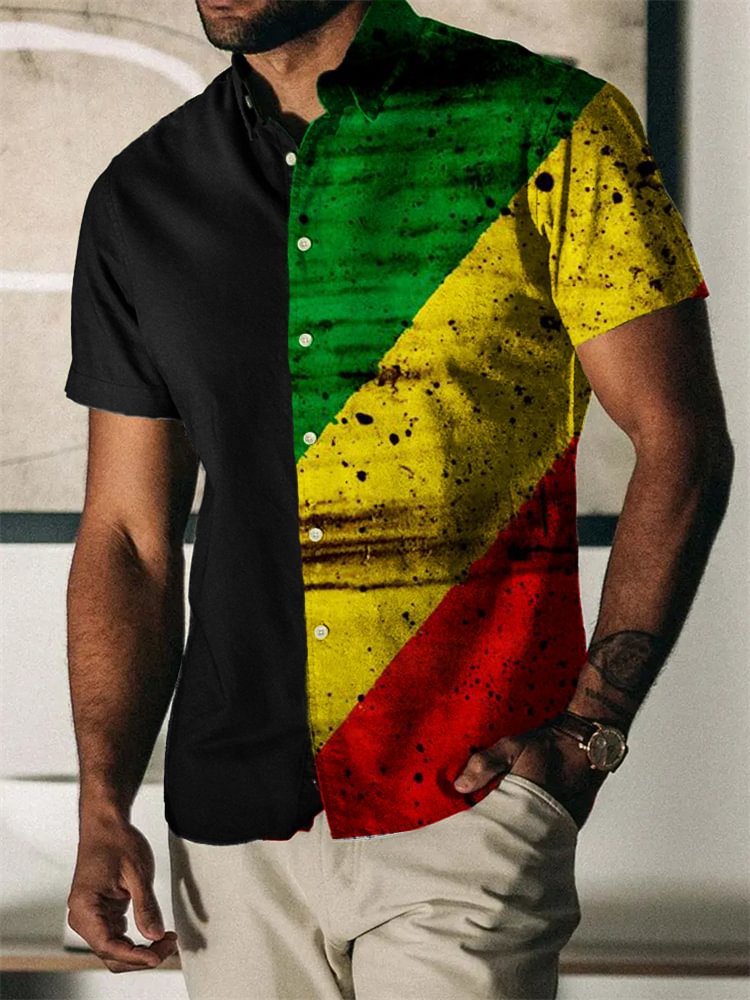Men's Black Pride Rasta Colorblock Shirt