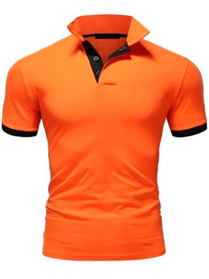 Men's Polo Shirt Golf Shirt Solid Color Plain Turndown Black Wine Orange Dark Gray Navy Blue Plus Size Street Casual Short Sleeve Clothing Apparel Casual Soft Breathable Beach-JRSEE