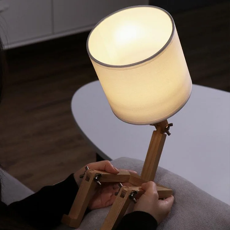 Cylinder Adjustable Wood Base LED Modern Desk Lamps Bedside Reading Lamps - Appledas