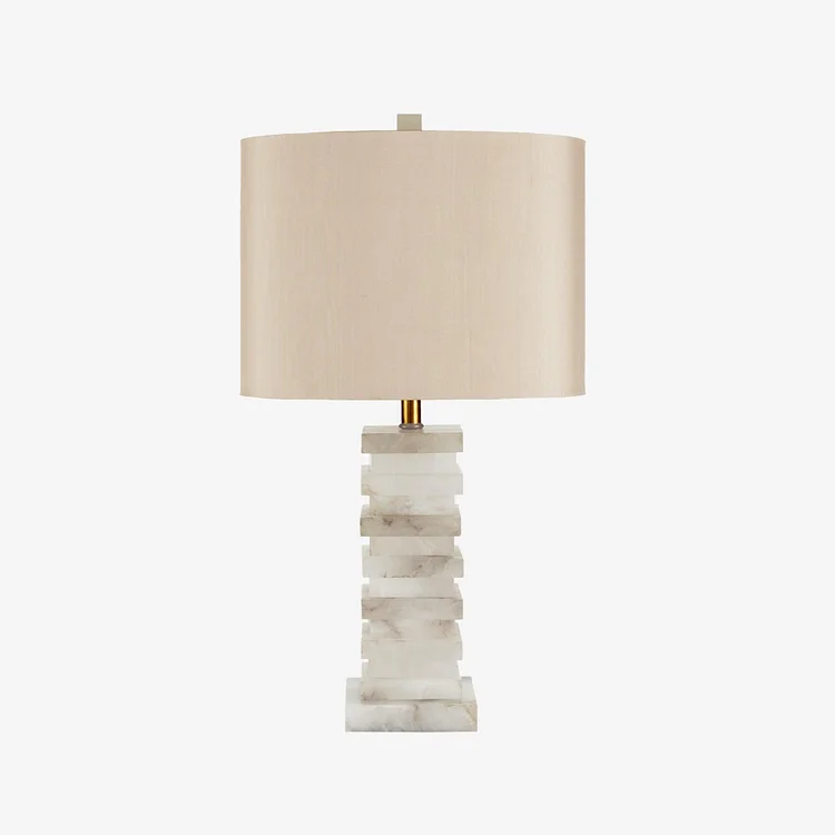 Stacked Large White Alabaster Table Lamp