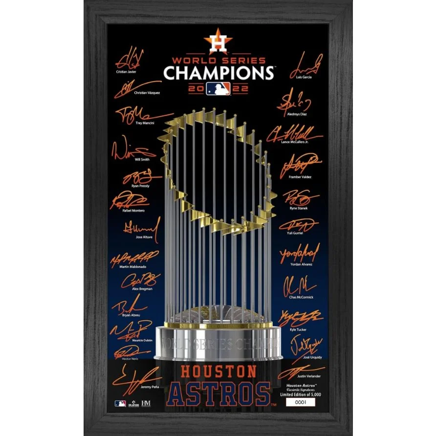 Houston Astros 2022 World Series Champions Signature Trophy Frame （MEASURES 12" X 20"）