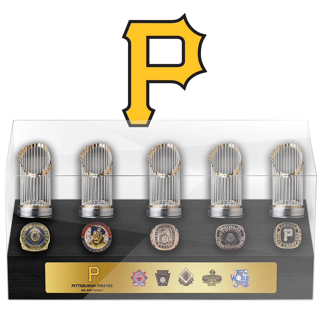 Pittsburgh Pirates MLB World Series Championship Trophy And Ring Display Case