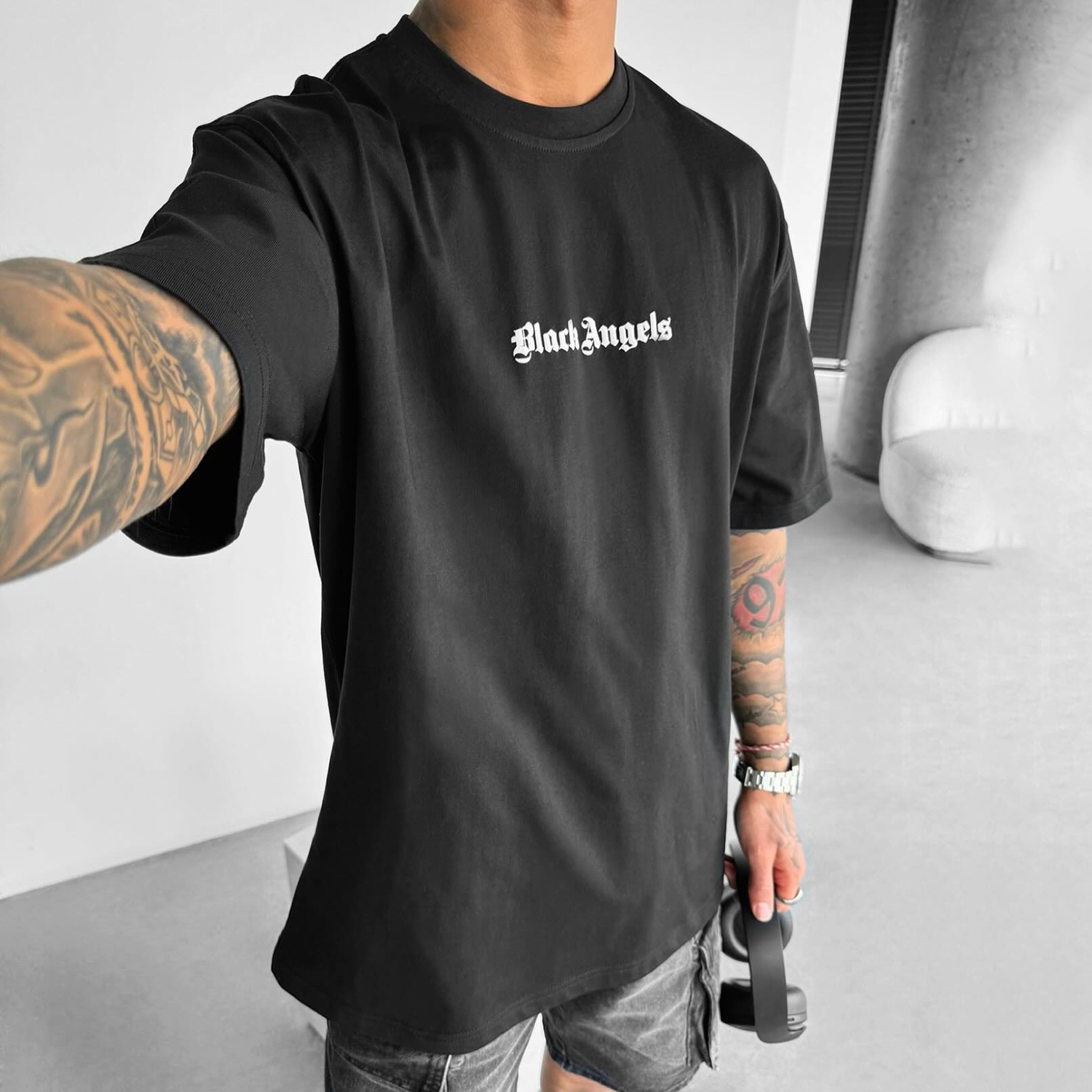 Oversize Black Angels T-Shirt - Helixace