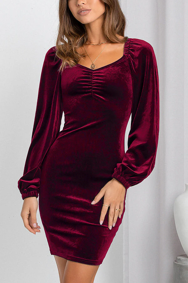 Pure Romance Long Sleeve Velvet Mini Dress 4959