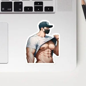 pornhint Pornhint Bara Tiddies Shirt Lift Himbo Gay Yaoi Manga Lewd NSFW Hentai Sticker