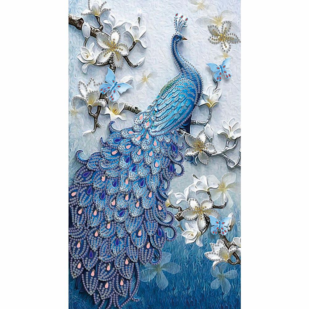 Peacock 30x50cm(canvas) beautiful special shaped drill diamond painting