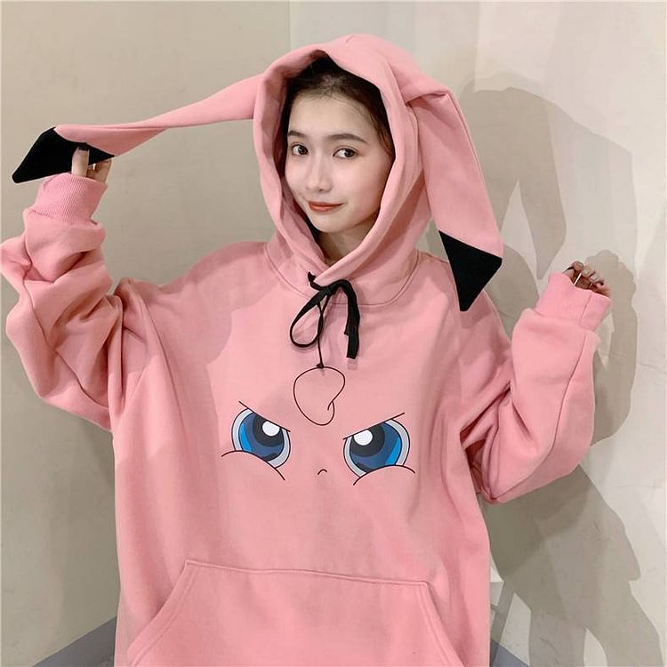 Pokemon Jigglypuff Kawaii Hoodie Anime Pokect Monster Harajuku Pullover Top weebmemes